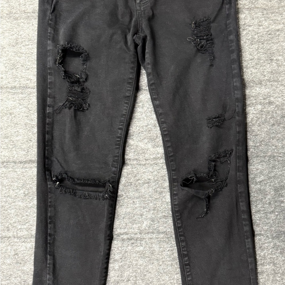 PAIGE Black Distressed Jeans skyline Ankle Peg